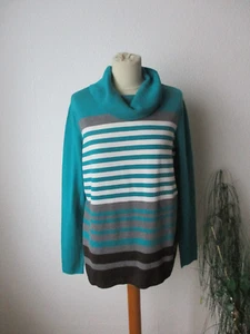 Bonita Damen Pullover Gr. L = Gr. 42 grün-mehrfarbig gestreift Rollkragen - Bild 1 von 7