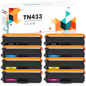 8 PK Toner TN433 Compatible With Brother MFC-L8610CDW HL-L8360CDW HL-L8360CDW - Picture 1 of 12