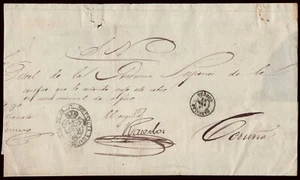 Spain. 1869 Plica Circ de Carvallo a La Coruña. + Judged Mark & Date. - Picture 1 of 1