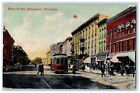 1911 Trolley Car Main Street Kalamazoo Michigan MI Antique Posted Postcard