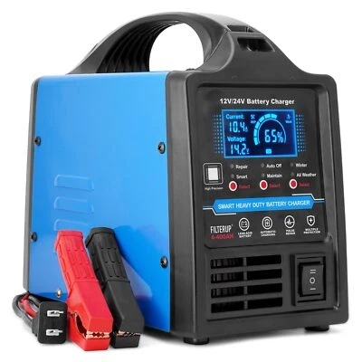 12V 24V Car Battery Charger Heavy Duty, 0-15A Automatic Battery Maintainer - Image 1 of 4