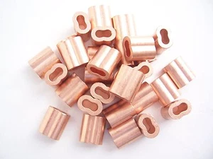 100 Copper Sleeves for Wire Rope, 1/16", Made in USA - Picture 1 of 1