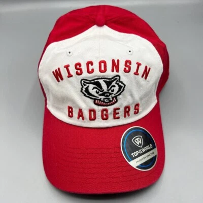 Wisconsin Badgers Hat Men Red White Top of the World NCAA Strap Back Cap - Image 1 of 4