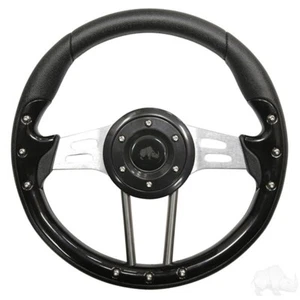 Golf Cart Steering Wheel, Aviator 4, Black Grip 13" Diameter - Picture 1 of 1