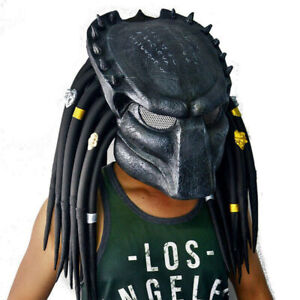US！Predator Alien vs Predator Mask Helmet w/ Braid Halloween Cosplay Costume 