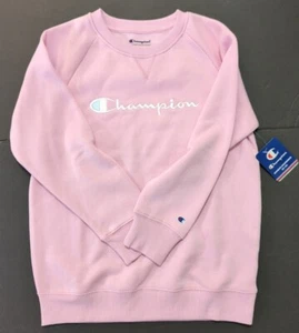 Champion Embroidered Logo Crewneck Pullover Sweatshirt Girls Size XL Youth Pink  - Picture 1 of 4