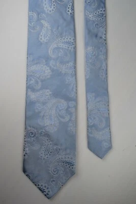 TIE RACK London Cravatta Tie celeste Made in Italy,100% seta silk Krawatte - Immagine 1 di 4