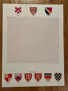 Poster Vintage Magna Carta 1215 (stampa 1976) Lincoln Cattedrale Licenza Repro - Foto 1 di 17