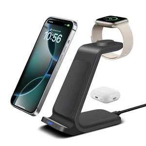 Bezprzewodowa ładowarka 3w1 Stacja ładująca do Apple Watch Air Pods iPhone 16 15 14 - Zdjęcie 1 z 26