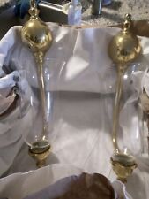 15” brass wall scones candle holders with glass globes