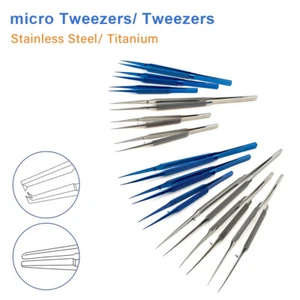 Ophthalmic Micro Tweezer Microscope Forceps Instrument Titanium Stainless Steel - Picture 1 of 35