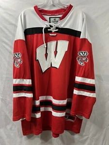 Wisconsin Badgers NCAA Hockey Jersey Stitched Colosseum Adult Size XL EUC! - Picture 1 of 5
