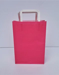 20 new Hot Pink flat fold handle paper carry gift bags 28x20cm made in Australia - Picture 1 of 5