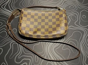 Vintage Louis Vuitton 8” x 5” Small Crossbody Bag Brown Checkered Red Lining - Picture 1 of 13
