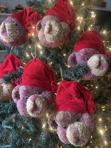 Santa Bears Buri Bottlebrush Weihnachtsschmuck - 6 Bären in Nikolausmützen ~ XL - Bild 1 von 12