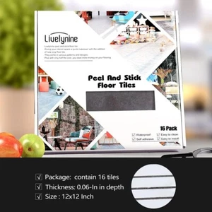 Livelynine 16-Pack Retro Peel and Stick Floor Tile Concrete Slate Gray New - Picture 1 of 8