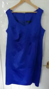 BM Bonmarche 20 Royal Blue Silky Feel Occasion Dress Lined Back Zip Flattering - Picture 1 of 9