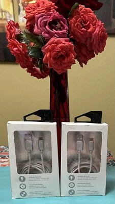 2-PK iHome Nylon, Aluminum Charge & Sync Micro-USB 10ft Gray Cable, New Sealed - Image 1 of 3