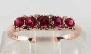 CLASSIC 9K 9CT ROSE GOLD RUBY ETERNITY BAND ART DECO INS RING FREE RESIZE - Picture 1 of 5
