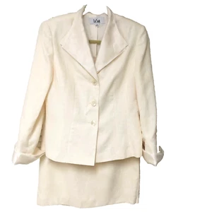 NWT Cream Le Suit Women's 8 Lined 2 PC Career Church Mom Grandma FLAW - Picture 1 of 15