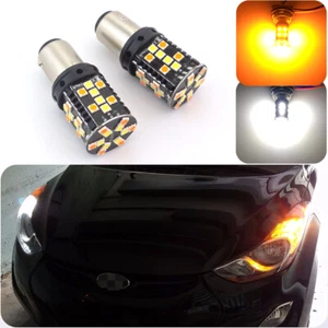 2pcs No Hyper Flash 1157 Switchback LED Front Turn Signal Light Bulb White Amber - Imagen 1 de 15