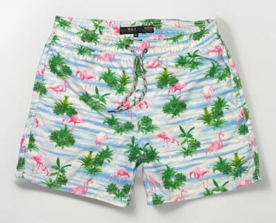 Maui And Sons 游泳短裤短裤男式 XL 棕榈树火烈鸟衬里 — 第 1/4 张图片
