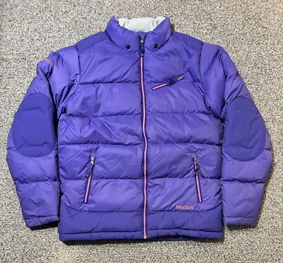 Chaqueta acolchada Marmot 650 para niñas XL púrpura plumón aislante invierno Foto 1 de 4