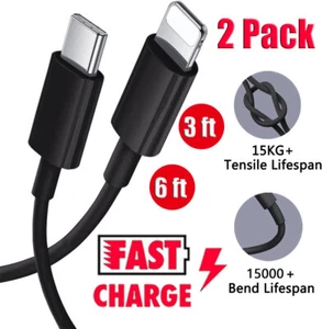 2-PACK Fast Charger Cable Type USB C Cord to For iPhone 14 13 12 11 Pro Max XR X - Picture 1 of 20