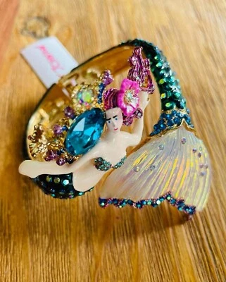 ¡NUEVO CON ETIQUETAS! Pulsera con bisagras BETSEY JOHNSON sirena estrás tono dorado Foto 1 de 4