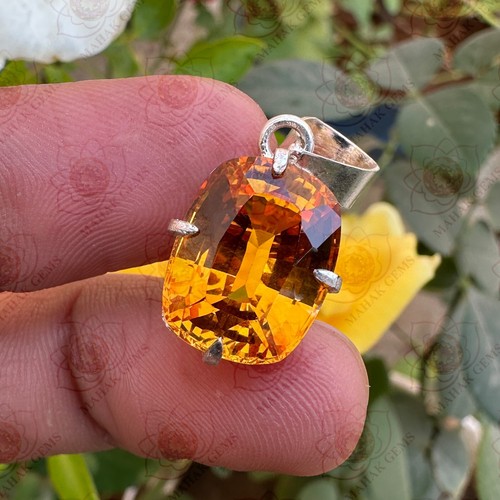 VETEMENTS Ciondolo Zaffiro Arancione Certificato 18 55 CT Argento 925 Gioielli Audaci e Lussosi