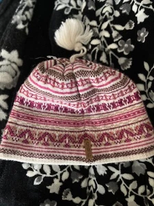 Columbia Beanie Strickmütze Unisex Erwachsene große Quaste gefüttert Einheitsgröße creme rosa rot - Bild 1 von 3