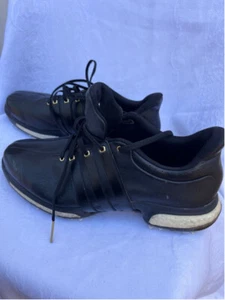 Men's Adidas Black Leather Golf Shoes Size 11.5 - Picture 1 of 10