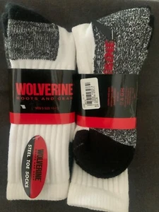 Neu aus altem Lagerbestand 2 Paar Wolverine Stiefel und Ausrüstung Stahlkappe Socken Größe 10-13 - Bild 1 von 4