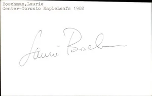 Laurie Boschman Signed 3x5 Index Card Cut Leafs Oilers Jets Autograph Den - Picture 1 of 1