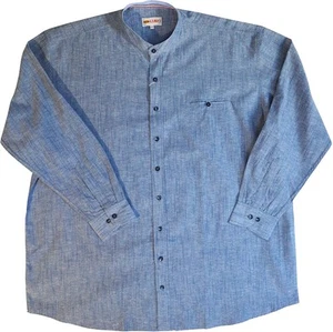 KAMRO Übergrössen Herrenhemd Leinenanteil Blau meliert 3XL-14XL - Picture 1 of 14