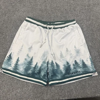 Pantalones Cortos Cinéticos Para Hombre Grandes Atléticos Malla Cordón Bosque Árboles Poliéster Gimnasio Foto 1 de 4
