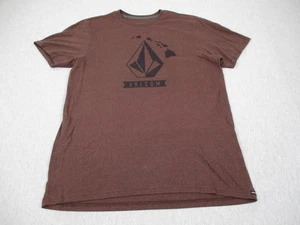 Volcom Shirt Mens Medium Brown Modern Fit Hawaii Stone Graphic Crewneck Tee - Picture 1 of 12