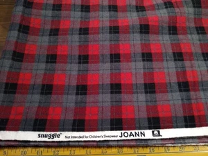 100% cotton SNUGGLE FLANNEL FABRIC plaid gray black red soft material 2+ yards - Picture 1 of 4