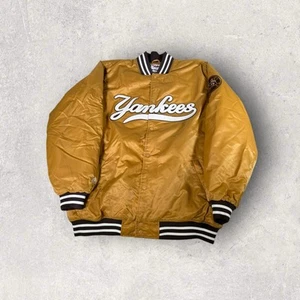 Vintage Majestic New York Yankees Satin Bomber Jacket Size 3XL MLB Brown Rare - Picture 1 of 14