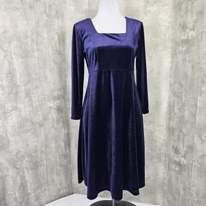 Vintage 90s Molly Malloy Womens 10 Dark Purple Velvet Dress Witchy Whimsy Goth - Bild 1 von 9