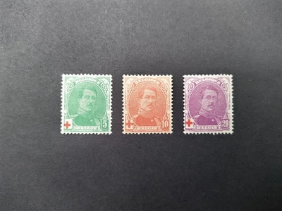 Бельгия - 1914 - Красный Крест - король Альберт - очень тонкий набор марок MLH - Изображение 1 из 2
