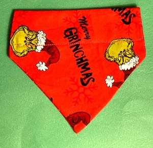 Over Collar SlideOn Pet Dog Cat Bandana Scarf  CHRISTMAS GRINCH-MAS   SM/ MED - Picture 1 of 1