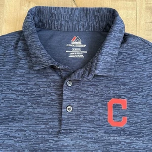 Cleveland Guardians Polo Shirt Men XL Majestic Cool Base Blue Baseball Digital - Picture 1 of 7