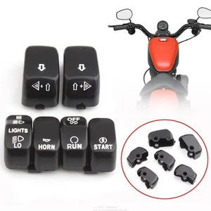 Hand Control Switch Housing Caps Button Covers Black For Harley Dyna Night Train - Picture 1 of 17