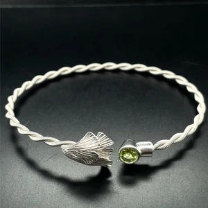 ARMREIF AUS 925/- SILBER RHODINIERT MIT PERIDOT SILBERZEIT SCHMUCKJAGD - Bild 1 von 5