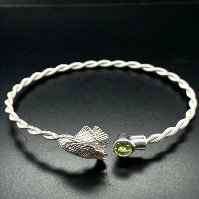 ARMREIF AUS 925/- SILBER RHODINIERT MIT PERIDOT SILBERZEIT SCHMUCKJAGD - Bild 1 von 4