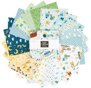 Baby Boy Riley Blake 5" Stacker 42 100% Cotton Precut Quilt Squares - Picture 1 of 7