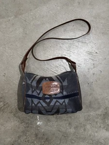 Vintage Pendleton Travel Bag Shoulder Purse Western Aztec Print Wool Leather - Picture 1 of 2