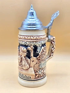 Piedra de cerveza rara vintage de 6,5" con tapa de peltre adjunta UN TRÉBOL, USADA EN EXCELENTE ESTADO - Imagen 1 de 19