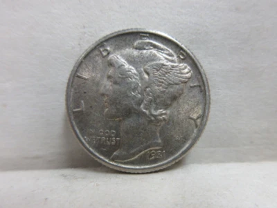 Error 1931 United States Mercury Dime 90% Silver US Coin Double Die Date - Image 1 of 4